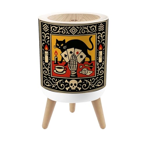 Caneca de basura redonda con tapa y patas 7L estilo retro