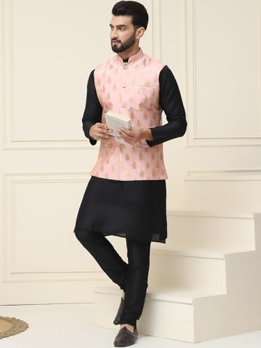 Image of SOJANYA (Since 1958 Men's Silk Blend Kurta Pyjama With Nehrujacket Set