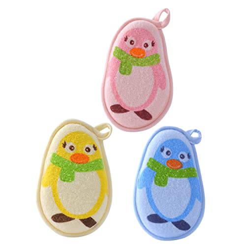 PACKOVE 3 Piezas Toallas de Bebés Esponjas Eficaces Exfoliantes el Cuerpo Herramientas Shower de Pingüino