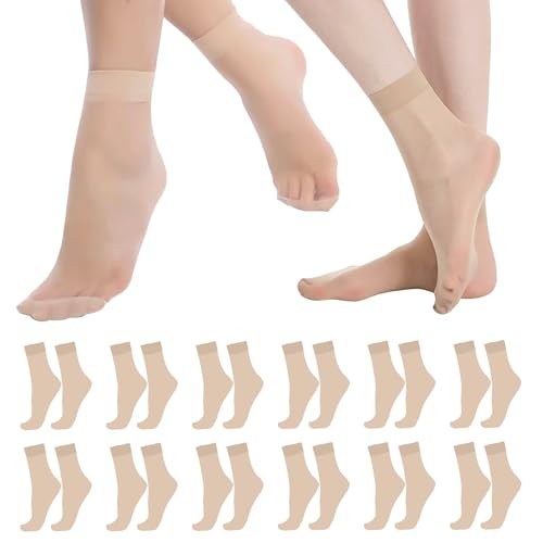 Guthrie 12 Pairs Women's Ankle Sheer Socks,Transparent Nylon