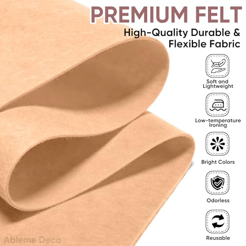 Image of Soft Felt Fabric Sheet 18 inch x 36 inch, 1.6mm Acrylic Craft Felt, Peach | Soft Thick Felt by The Yard, Large Precut Sheet, Nonwoven Fabric for Sewing DIY Crafts, Classroom & Home Decor