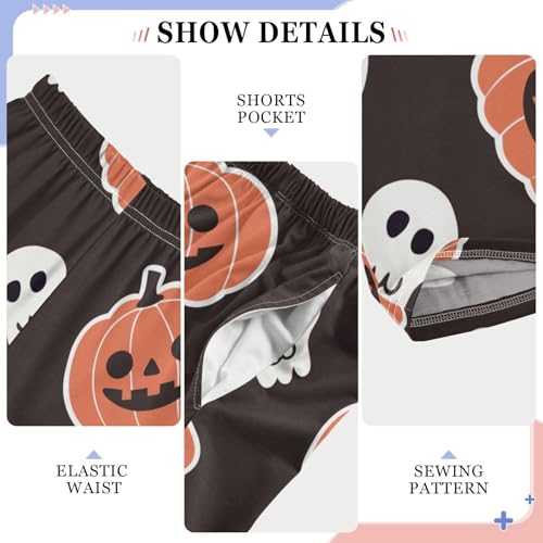 Pumpkin Skeleton Boys Pants Boys Athletic Pants Long Pant for Boywith Pockets Wide-Leg Size 6-14Y4