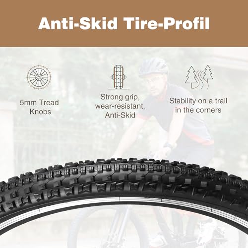 GRELiving Bicycle Tyres + Inner Tube 27.5 x 2.1 Inch Bike Tyres for Mountain Bike/City Bike/Road Bike, Black, 27.5x2.10 - Image 4