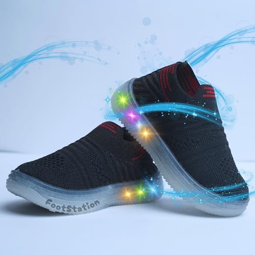 Image of Jugnu Toddler Boy's & Girl's LED Light-Up Shoes | Breathable Mesh First Walking Shoes with Soft Cushioned Insole & Stretchable Slipon Shoe for Infants & Kids (Age 18 Months to 5 Years)