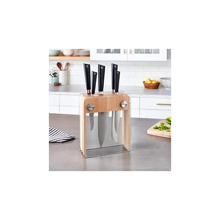 Mercer Culinary Züm 6-Piece Forged Block Set, Beech Wood and Glass