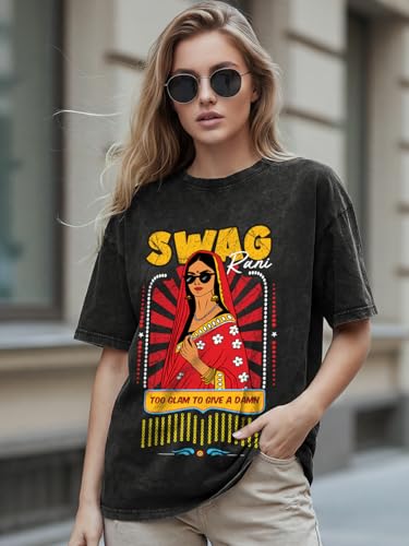 Image of Bewakoof Women's Cotton Oversized Fit Half Sleeve Round Neck T-Shirt | Casual wear | Streetwear | Oversized Tshirt for Woman Cotton| Baggy
