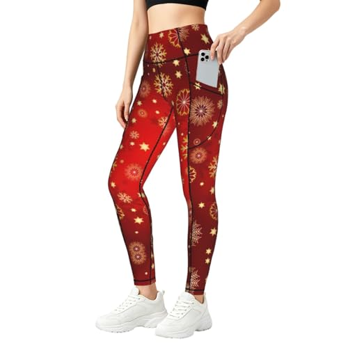 Leggings de compresión con diseño de nieve dorada para moldear tu figura