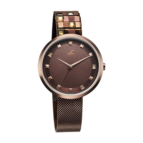 Image of Fastrack Fleek Quartz Analog Brown Dial Brown Stainless Steel Strap Watch for Girls - NT6300QM01