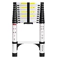 BOCOM 10.5 FT Aluminum Telescoping Ladder, Lightweight Multi-Purpose Collapsible Extension with 2 Triangle Stabilizers, Heavy Duty 330 lbs Max Capacity, Ideal for Home, RV, and Outdoor Work Silver