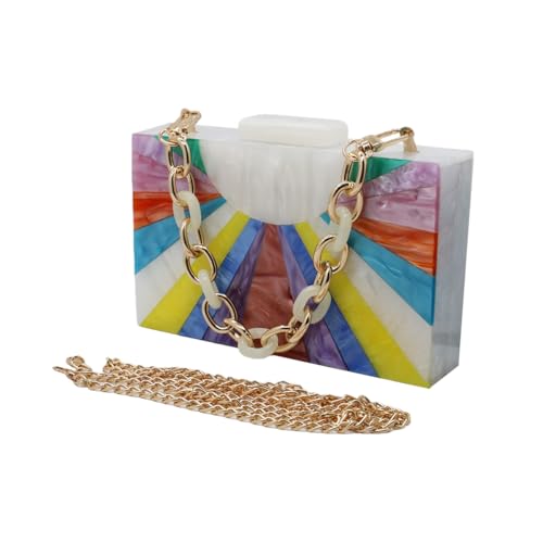 Image of Elegant Ladies Acrylic Evening Clutch Multicolored Bag Box Stylish Marble Purse Handbag for Wedding Banquet Cocktail