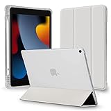 MS factory iPad 9世代 ケース 第9世代 第8世代 第7世代 用 アイパッド 10.2 カバー 耐衝撃 ペン収納 軽量 衝撃吸収 半透明 オートスリープ スタンド ライト グレー IPD-7-S-CLH-LGY