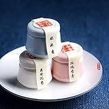 Grospe 3PCS Solid Balm Sets - Solid Perfume Portable Pocket Ceramic Jar - Perfect for Travel Use - Natural Rose Ambergris Ebony Fragrance for Men and Women