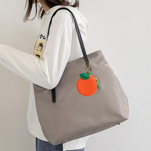 Image of 2.36 x 2.36 Inch Orange Fruit Bag Charm Cute Mini Coin Purse Keychain,Mini Leather Coin Pouch Change Purse for Backpack Decoration,Coin Orange Wallet Gifts for Girl Women