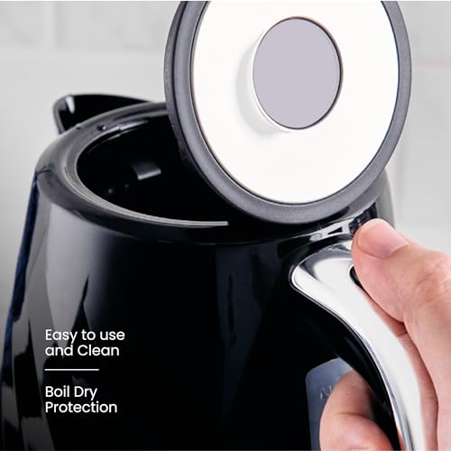 Image of Tower Premium Windsor Electric Kettle 1.7L, 1350W | Strix Contoller, Rapid Boil in 45 Seconds, Auto Shut-Off, Boil-Dry Protection, 360 Power Base, Water Level Indicator, 2.5 Year Warranty (Black).
