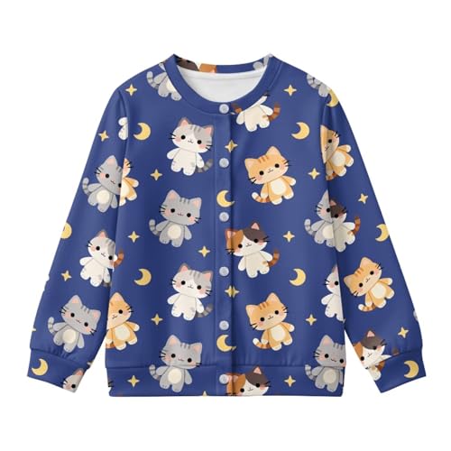 Image of Girls Cardigans Sweater Long Sleeve Crew Neck Button Down Sweaters School Outerwear for Kids Fall Winter Tops