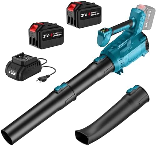 Souffleur Batterie 21V, Souffleur de Feuilles avec 2 x 4,5Ah Batt...