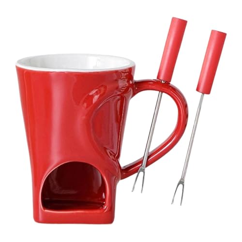 perfk Mug à fondue au fromage, bonbons, pot à fondue au fromage, 150 ml avec fourchette, idéal pour un anniversaire, un mariage, un dessert ou un dîner.