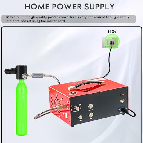 Image of PCP Air Compressor with Built-in Power Adapter, LED Light Auto-Shutoff 4500Psi /30Mpa Compatible with 110V /220V AC or 12V DC Ideal for Air Guns Paintball and Scuba Tank Inflation Pump