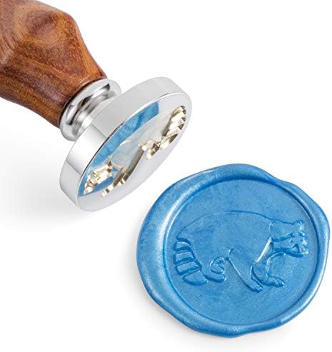 Mceal Wax Seal Stamp,Silver Brass Head with Rosewood Handle, 1.2"(30mm) Dia, Racoon