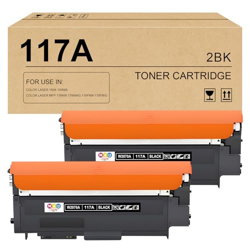 M4U SM4Y 117A Schwarz Tonerkartuschen (mit Chip) Kompatibel für 117A W2070A Farblaser MFP 178nw 178nwg MFP 179fnw 179fwg 150a 150nw ( 2er Pack Schwarz)