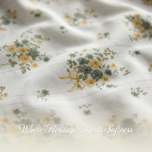 Image of SANMARINO Cloud Cotton 210 TC King Size Bedsheet with 2 Pillow Covers | Ultra Soft & Breathable | Floral Design Bedding Set | Hotel-Quality Comfort for a Luxurious Sleep | 270 x 250 cm | Olive Meadow
