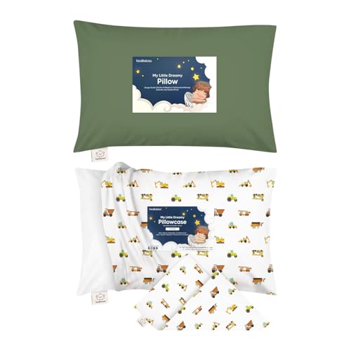 KeaBabies Toddler Pillow with Pillowcase and Toddler Pillowcase 13X18 - Soft Cotton Kids Pillow for Sleeping - Soft and Breathable, Perfect for Boys, Girls, Kids, Travel, Nap
