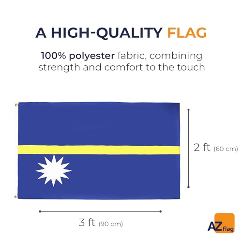 AZ FLAG, Nauru Flag, 2x3 Ft, 100D Polyester Nauruan Banner with Two Metal Grommets, Fade Resistant, Vivid Colors - Image 2