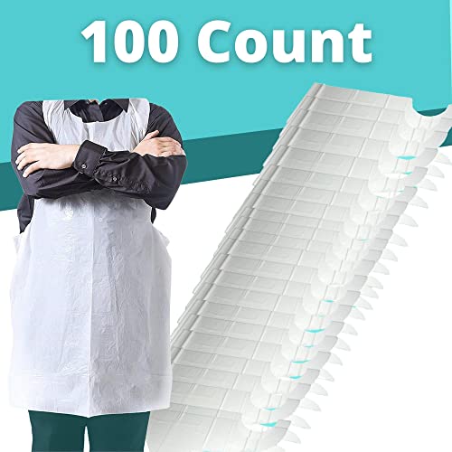 Aventais descartáveis de poliéster pacote com 100, 71 x 117 cm, avental grande branco protetor para
