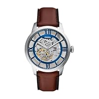 Fossil Men's Townsman Automatic Three-Hand Leather Watch, ME3267, Clear, 44 mm