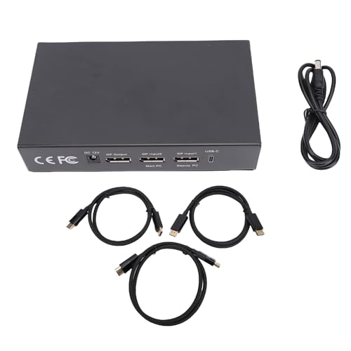 Topiky DMA FUSER, 2 DisplayPort Eingänge 1 DisplayPort Output 144Hz Display Combiner Video Overlay Box mit Plug and Play EDID Adaptive für Wertpapierhandelshallen Bank Rechenzentren