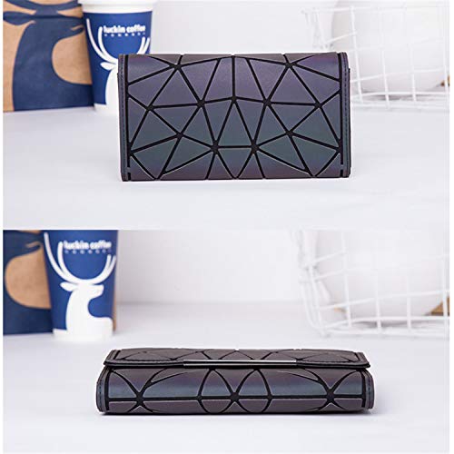 Andongnywell Iridescent Long Coin Purse Womens Geometric Rhomboids Wallets Trifold Reflective Clutch Luminous Wallet (Multicolor) #TOP4