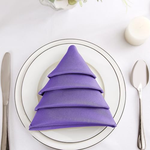 Bailarina Cloth Napkins Set of 120,17x17 inches Dinner Napkins Cloth Washable,Polyester Square Table Cloth Napkin Bulk with Hemmed Edges Ideal for Banquets, Parties and Weddings-Purple