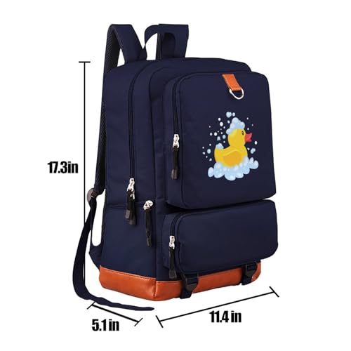 Navy Bubble Duckling Daypacks Oxford Lightweight Durable for Casual College Student Books Bag 12" X 5" X 17"(W X D X H)2