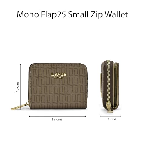 Image of Lavie Luxe Women's Mono Flap25 Small Zip Around Zip Wallet | Gift for Women
