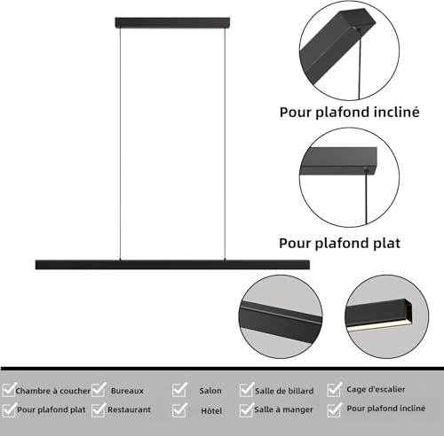 Lustre linéaire dimmable avec télécommande 3000K-6000K