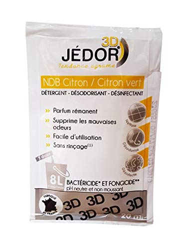 Produits et accessoires de nettoyage - Produit ménager entretien maison - Nettoyant - Dosettes 20ml détergent surodorant 3D JEDOR sans rinçage - Carton de 250 - Parfum citron