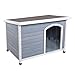 Petsfit Wooden Dog House Extreme Outback Log Cabin Weatherproof Outdoor Pet Kennel, Light Grey, Large/45.6