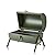 Portable Barbecue Grill Stainless Steel Barrel Charcoal BBQ Grill with Thermometer Features Side Vents and Wooden Carry Handle for Beach Outings, Garden, Party or Camping Trip (Color : Green)