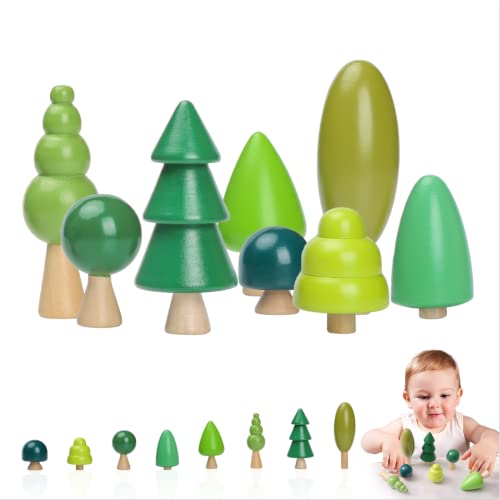 Youuys Wooden Craft Forest Trees Toys, 8 Pcs Finished Scene