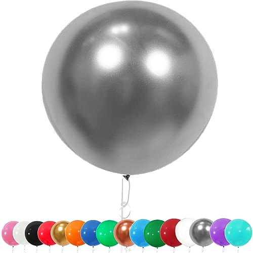 AUNGKWANG Lot de 6 Ballons Géant en Latex, 90cm Grand Décorations Ballon Gris, Helium Ballon pour Fête, Anniversaire, Mariage, Baptême, Noël, Carnaval, Cérémonie