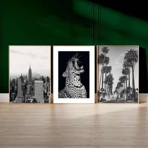 Winund Set de 3 affiche 50x70 cm – SANS CADRE, poster 50x70, poster mural pour salon – affiche murale xxl, affiches decoration murale, affiche vogue, tableau noir et...