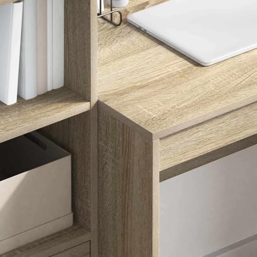 Structure en bois stable pour ce bureau compact élégant chêne Sonoma