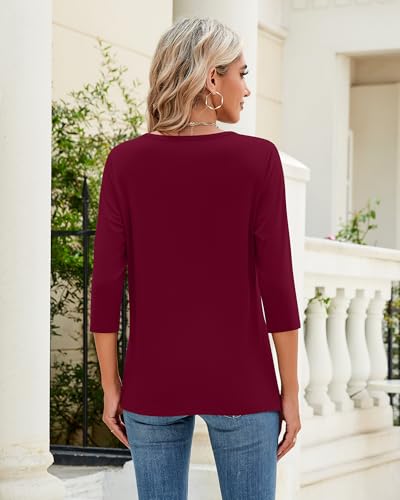 Ficerd 3 Pack 3/4 Sleeve Tops for Women Round Neck Dressy Basics Tees Casual Trendy Loose Fit T Shirts3