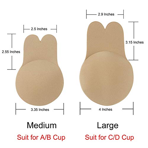 Zacca Adhesive Bra,Breast Lift Tape Lift Up Invisible Bra Nippleless Covers Sticky Bras (Beige, C/D) #TOP4