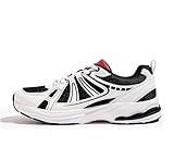 LUCKY STEP Men's Mesh Breathable Fashion Sneakers Non Slip Comfortable Running Shoes Lightweight Casual Workout Tennis Shoes(11 M US Black/White/Red)