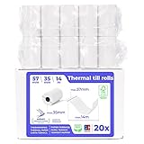 SWIPARO® EC Cash Rollen Thermopapier 57mm x 35mm x 12mm - Bonrollen 57x35x12 für EC & Kredit-Kartenlesegeräte - Thermorollen mit SEPA-Lastschrifttext - Für Systeme bis 14m Papierbedarf (20 Stk)