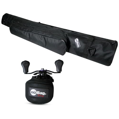 Kit Porta Varas com Alça 1m + Protetor de Carretilhas Neoprene Perfil Baixo Pescaria Organizada Fácil Transporte Nü Bag (Preto)