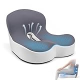 Snovire Orthopädisches Sitzkissen mit Rückenlehne, Ergonomisches Rückenstützkissen aus Memory-Schaumstoff, Steißbeinkissen, Stuhlkissen für Bürostuhl, Autositz, Rollstuhl, Büro, Auto, Grau