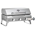 Onlyfire Flat Top Gas Griddle with Foldable Legs, 3-Burner Stainless Steel Propane Gas Grill Griddle, 24” Portable Tabletop Griddle for Outdoor Cooking Camping Tailgating RV, 24,000 BTU, GS309