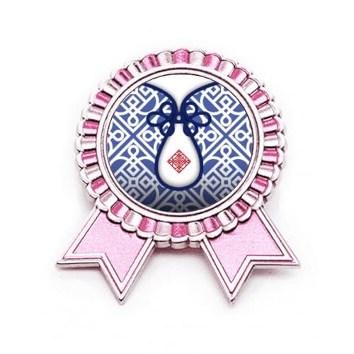 Broche ligne de fleurs bleues en métal : médaille artistique de culture chinoise